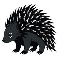 Porcupine silhouette vector art illustration.