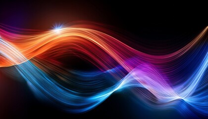 colorful waves of light shimmering through dark background with flowing patterns and dynamic energy effects