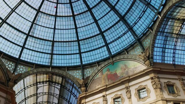 Gallery of Victor Emanuele in Milan, Italy. Luxury shops for shopping. Tourism and Fashion. Italy Milan