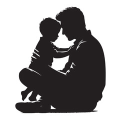 Family silhouettes illustration vector white background.