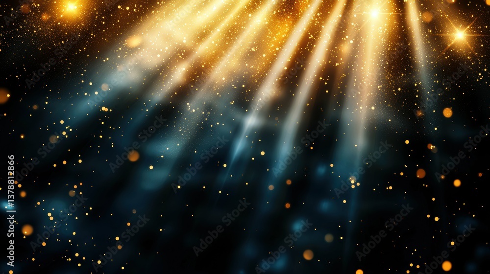 Poster radiant light rays illuminating sparkling particles abstract background digital art enigmatic atmosp