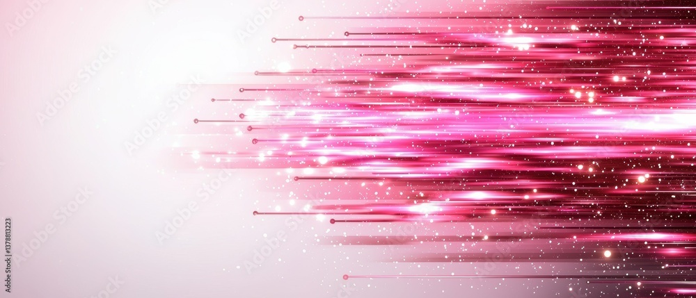 Poster dynamic light trails across a soft pink background abstract art digital design minimalist modern aes