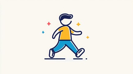 Fototapeta premium Walking Boy Icon, Simple illustration of a boy walking.