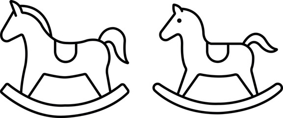 Rocking Horse Icon – Editable Stroke Outline Design