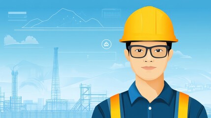 Construction worker with blueprint, safety and expertise in residential building projects