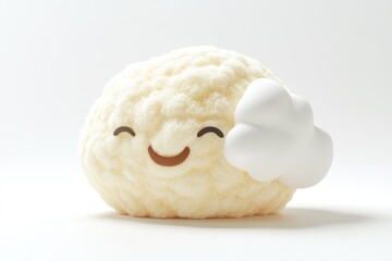 A fluffy, smiling cloud character with a smaller cloud friend,  3D rendered.