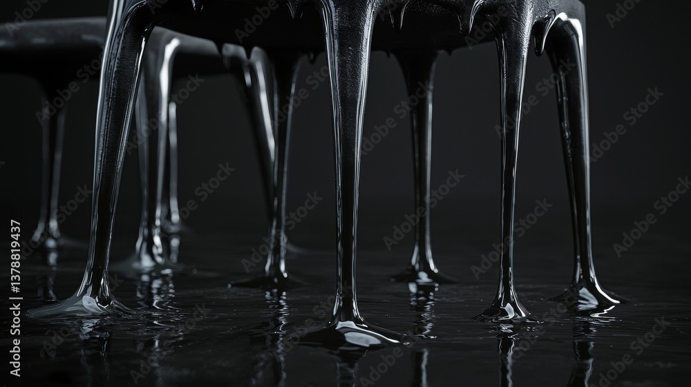 Poster abstract close-up of flowing black liquid creating striking patterns, perfect for design projects ne
