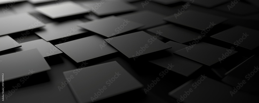 Poster abstract composition of black squares creating a modern and minimalistic design, perfect for backgro