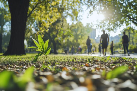 Volunteers work together in a city park to remove litter, creating a cleaner environment and fostering a sense of community among participants Generative AI