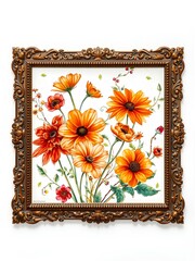 wooden frame with flowers