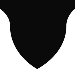 Black silhouette of an ornate shield featuring elaborate filigree patterns inspired by Baroque artistry.