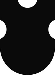 Solid black silhouette of a shield inspired by elven motifs, featuring leaf-like elements and organic curves.