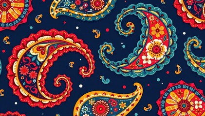 Bold, stylized paisley pattern with contrasting colors and sharp lines, decor, geometric, texture