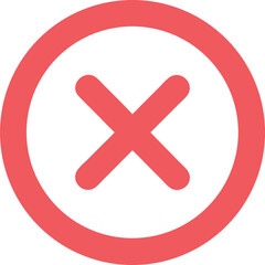 Obraz premium A simple red cross inside a circle with a bold border. The cross is diagonally oriented, creating a clear visual representation of a stop or cancel action.
