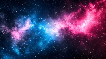 Vibrant Cosmic Nebula Display with Pink and Blue Star Clouds Floating in a Vast Starry Universe