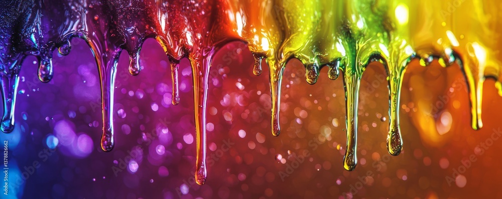 Poster vibrant colors blend seamlessly in this artwork, showcasing colorful drips that create a mesmerizing