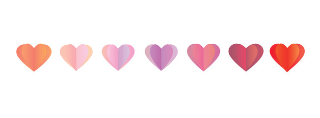 Panoramic header with paper hearts on white background. Concept of design for Valentine’s Day, Mother’s Day and Women’s Day. Banner. Vector illustration