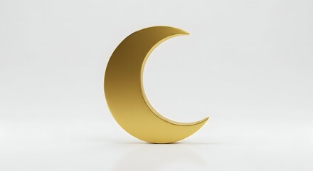 Golden Crescent Moon Illustration on White Background for Ramadan Themes