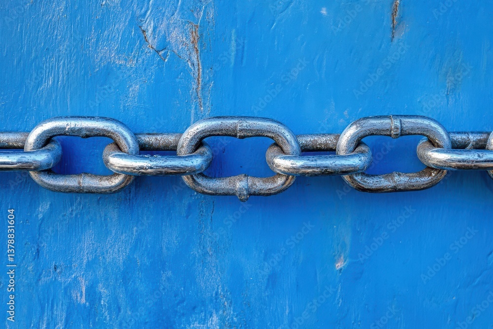 Poster a chain is displayed against a vibrant blue background depict the potential impact of blockchain tec