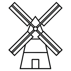 Vector illustration of a windmill with wooden and metal elements isolated on a frame