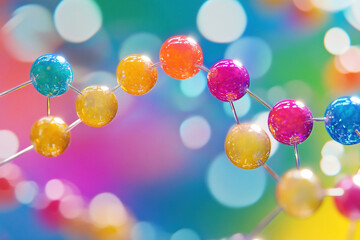 Conceptual photo of colorful  peptide molecules.