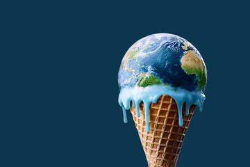 Earth melting on a cone symbolizes urgent climate change