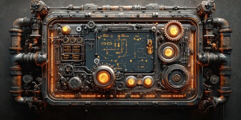 Innovative steampunk e-learning interface crafting interactive digital spaces