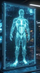 A Human Anatomical Diagram Displayed on a Large Digital Screen