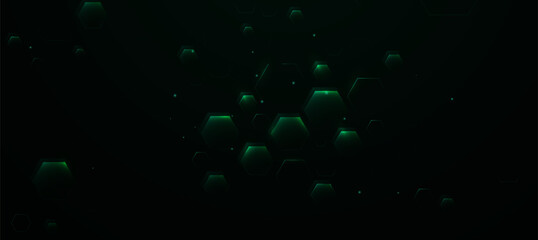 Abstract technology banner. Green and black abstract geometric background vector,technology innovation background