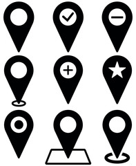 Location icon set, Map pin place marker. location pointer icon symbol