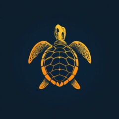 Fototapeta premium Sea turtle swimming gracefully in dark water with intricate patterns against a calming backdrop