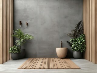 Luxurious outdoor toilet with teak wood flooring and bronze fixtures, positioned in a private tropical courtyard, isolated, outdoor toilet, elegant island retreat