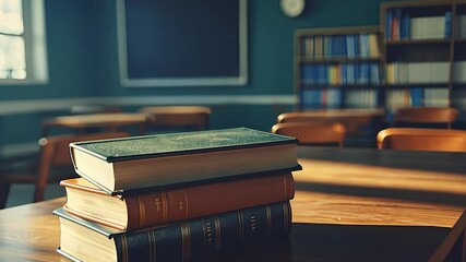 animation blackboard chalkboard books stacked background creating virtual classroom environment perfect back to school educational content designs education class school learning study - Powered by Adobe