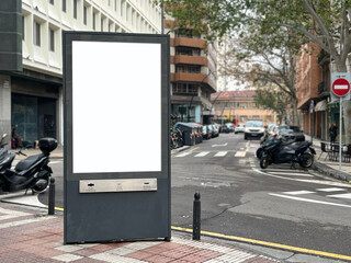 psd mockup of urban billboard on european street in winter