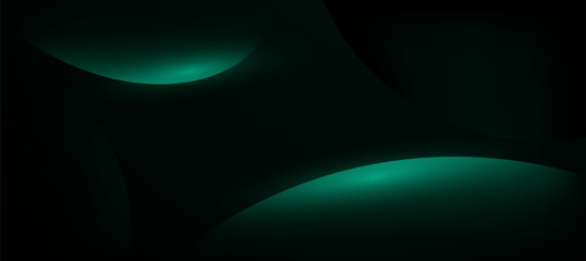 Minimal green and black abstract geometric circle on dark background vector