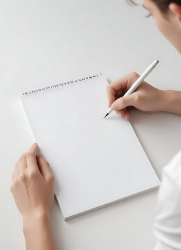 A Person Writing in a Clean Notebook