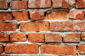 Obraz premium Textured Old Brick Wall with Cracks and Rough Surface