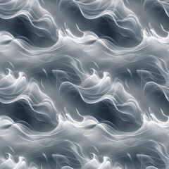 Obraz premium Abstract wave seamless pattern in white and gray tones with soft lines