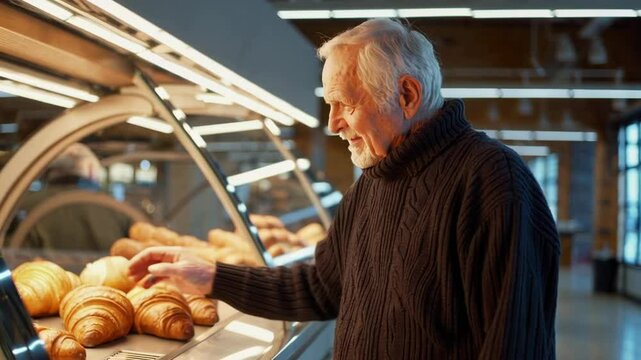 Quiet moment in the bakery aisle of a cozy supermarket