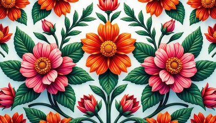 Intricate floral design, repeating seamlessly , retro, repeating