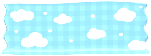 Blue Washi Tape 3D Kawaii Stationery Stickers Illustration for Decorations