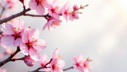 Intricate sakura branch pattern, full bloom, light background , sakura pattern, art, cherry blossom