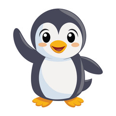 Obraz premium Vector illustration of cute baby penguin cartoon waving isolated on white background