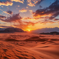 Naklejka premium Stunning Desert Sunset with Vibrant Sky