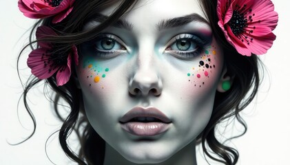 Obraz premium Symmetrical abstract face design in grayscale , elegant, element