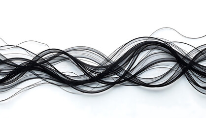 "Interwoven Waves: A Striking Black Line Abstraction on White"