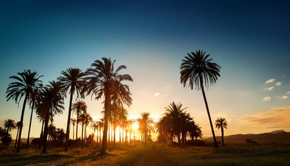 Obraz premium palm trees in sunset