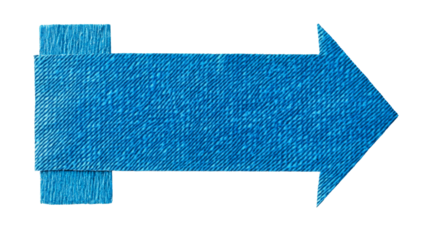 Bright blue paper arrow indicating direction on transparent background