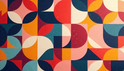 Abstract geometric shapes in muted tones form a cohesive interior design repeat pattern , illustration, pattern design