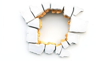 Break In A White Wall Creating A Geometric Hole Illuminated From Behind